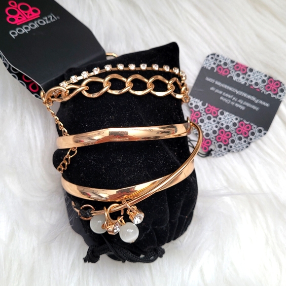 Paparazzi Gold Studded Stack Bracelets